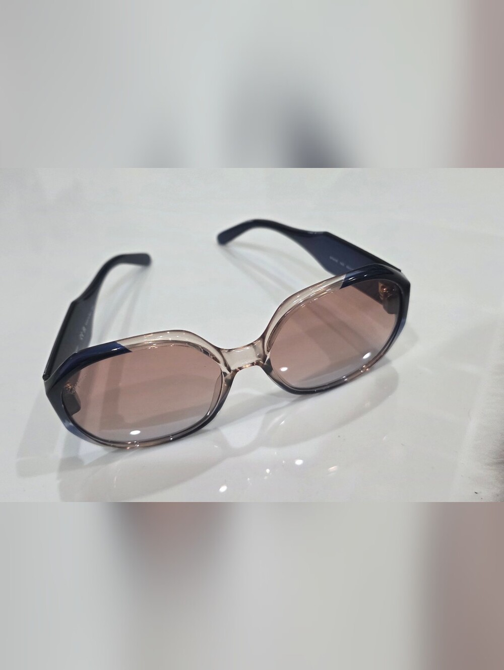 Ferragamo Rose and Blue Gradient Oversized Sunglasses w/ Case - NEW with Tags